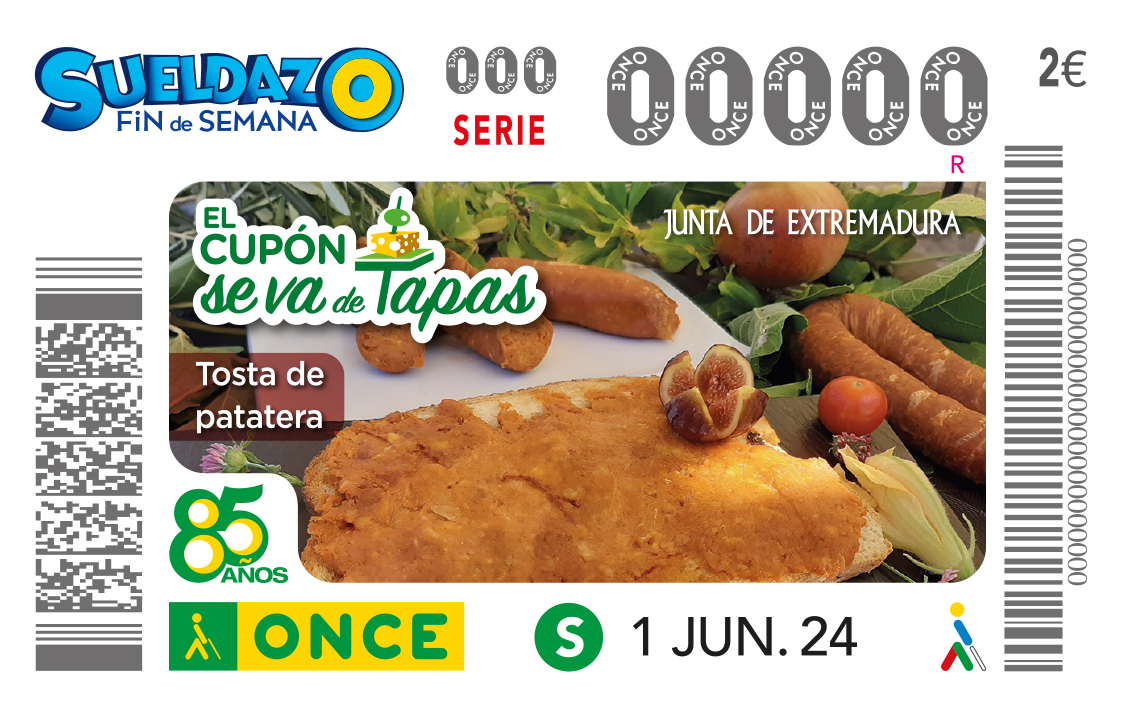 El cupón de la ONCE promociona la tosta de patatera de Malpartida de Cáceres