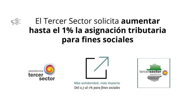La Plataforma del Tercer Sector de Extremadura solicita que la asignación tributaria para fines sociales llegue al 1%