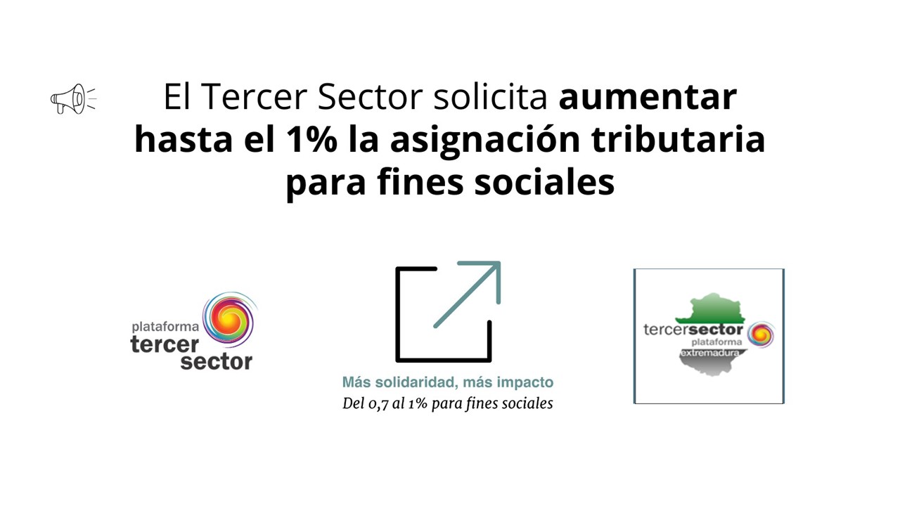 La Plataforma del Tercer Sector de Extremadura solicita que la asignación tributaria para fines sociales llegue al 1%