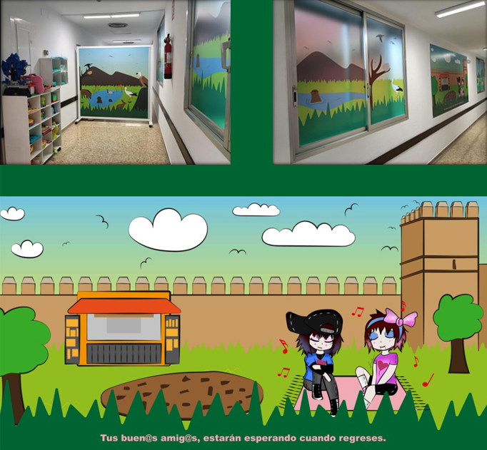 Los dibujos de la joven Lucía Schlegel Alba acompañan a los niños hospitalizados en el Materno Infantil de Badajoz