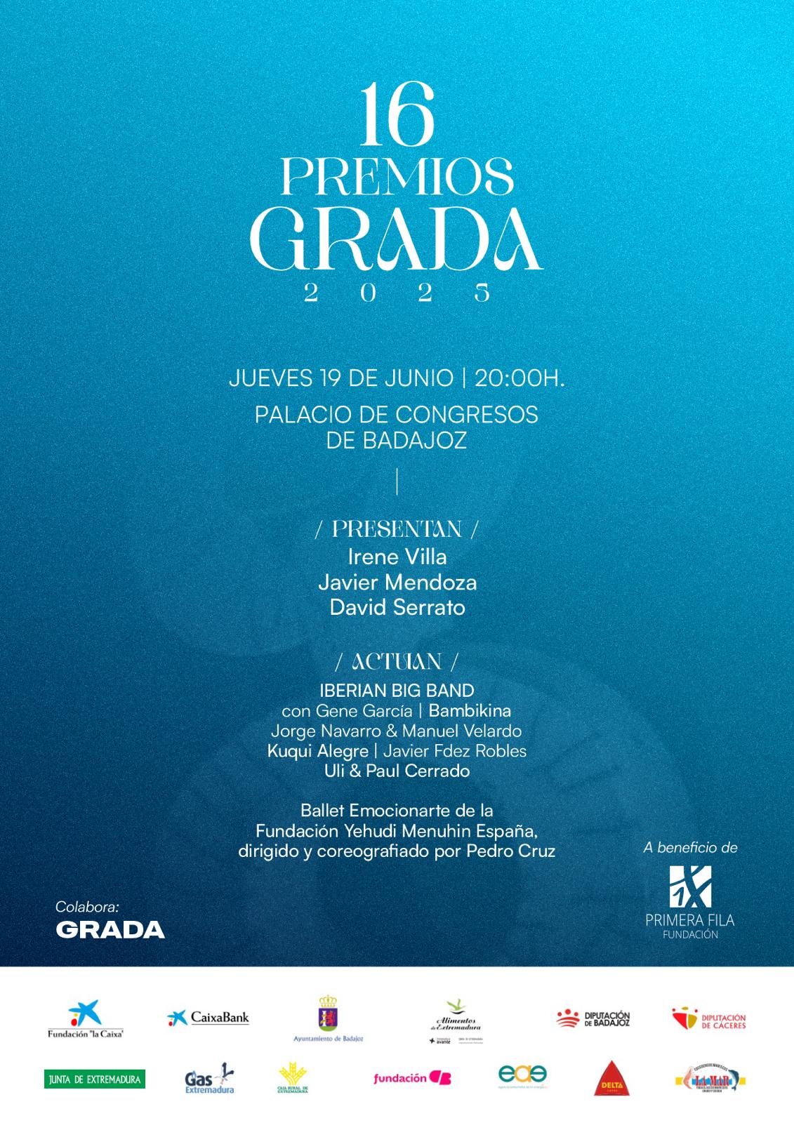 Fundación Primera Fila organiza la gala solidaria de entrega de los XVI Premios Grada en Badajoz