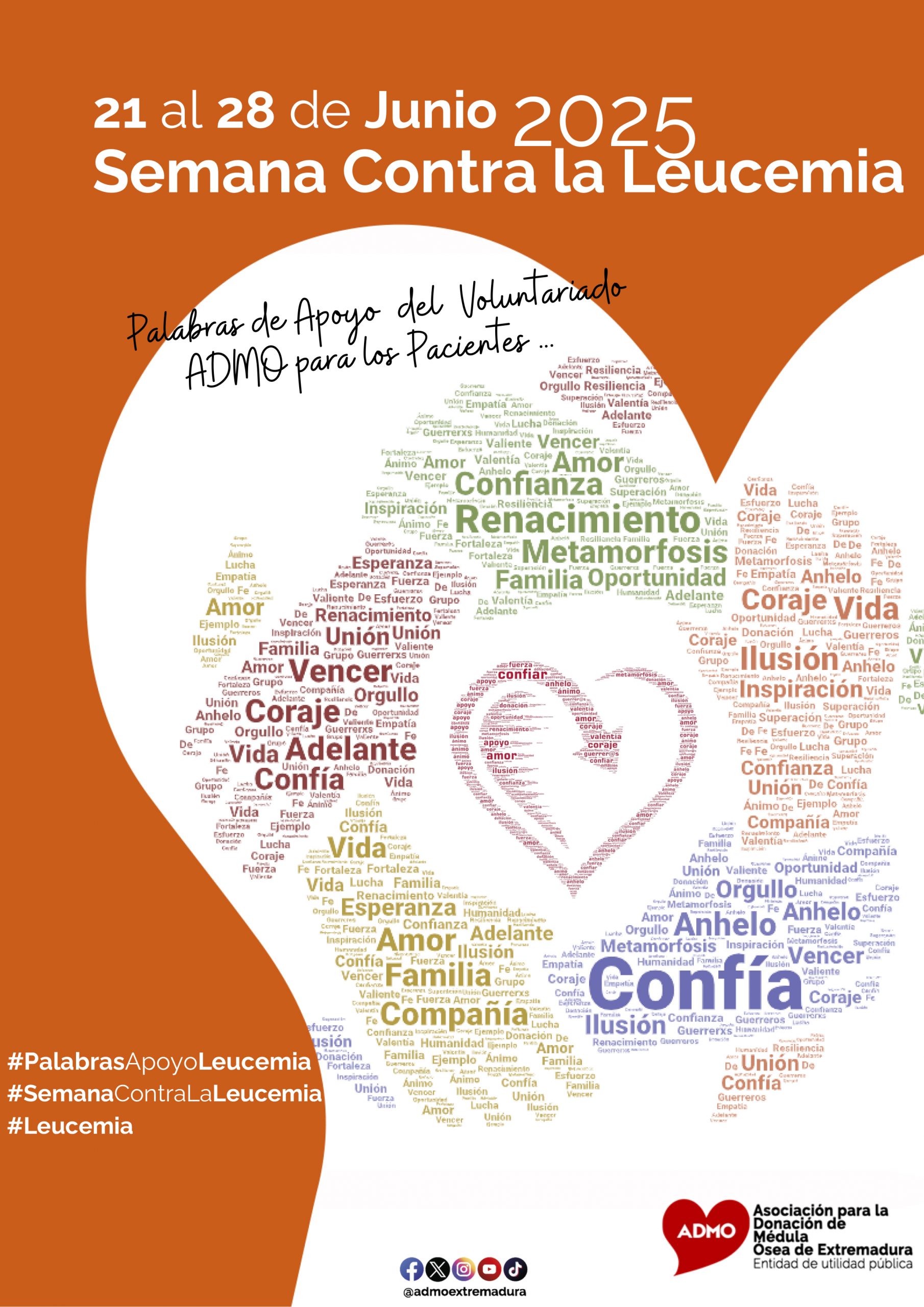 2025 CARTELES DIAS ESPECIALES Y + 2024 ADMO impulsa una intensa campaña de sensibilización en Extremadura durante la Semana Europea contra la Leucemia