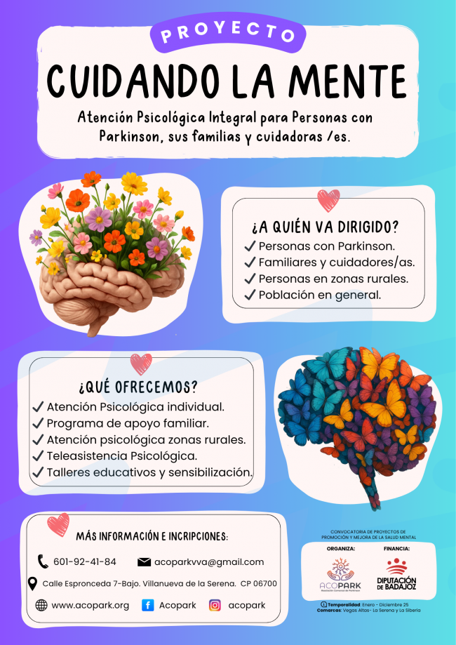 La Asociación Comarcal de Parkinson de Villanueva de la Serena ofrece atención psicológica integral en zonas rurales