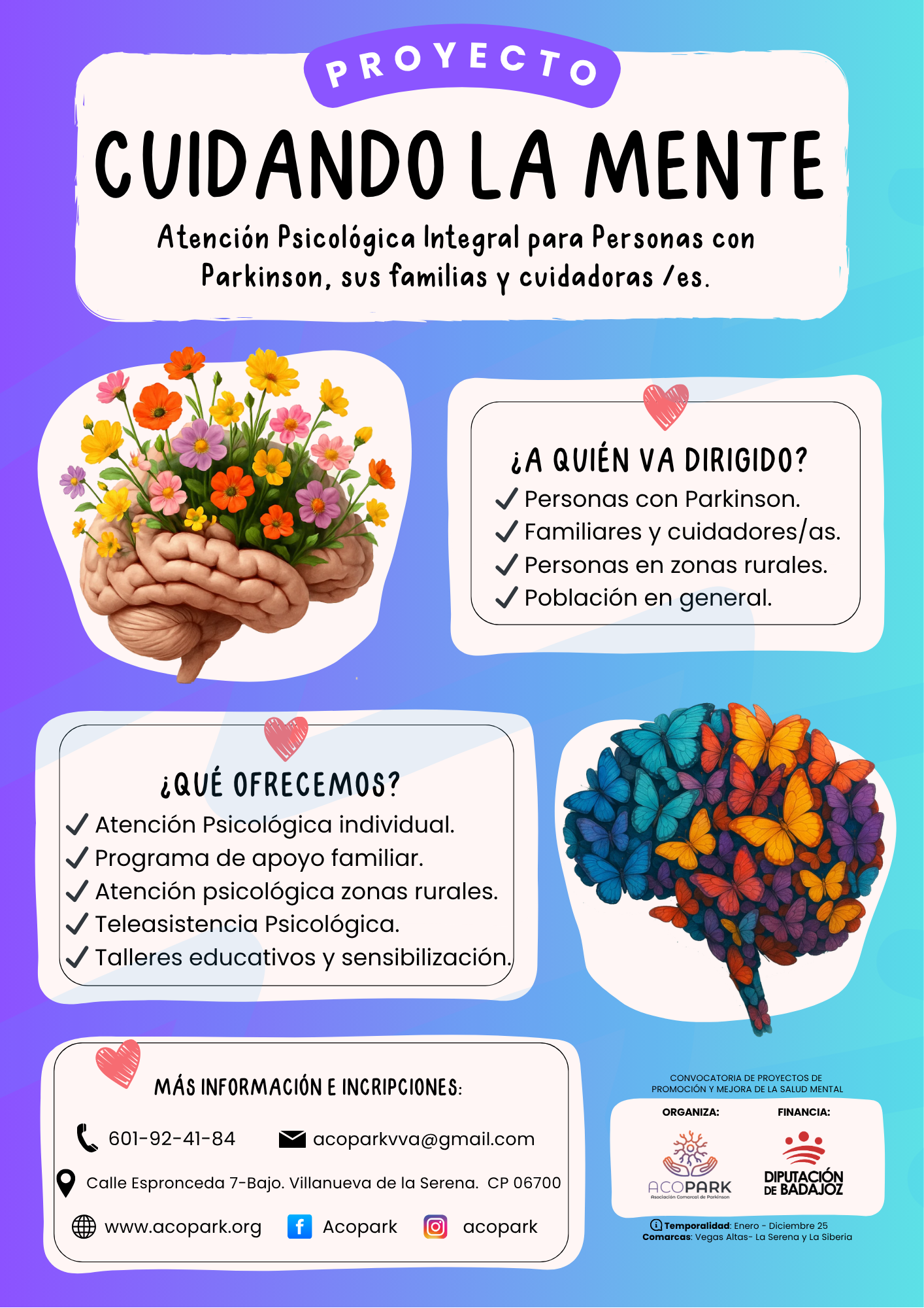 La Asociación Comarcal de Parkinson de Villanueva de la Serena ofrece atención psicológica integral en zonas rurales