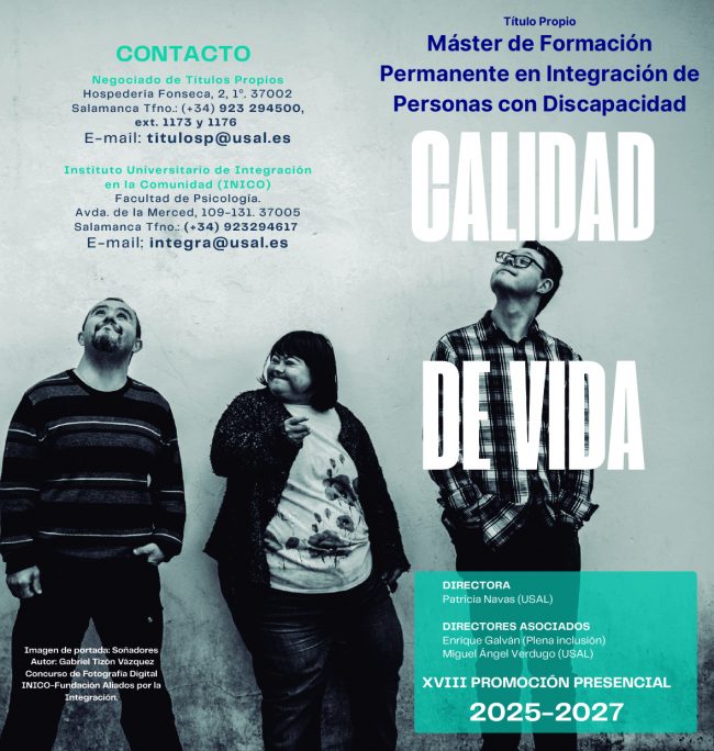 El Inico abre la preinscripción para el Máster de Formación permanente en integración de personas con discapacidad y calidad de vida