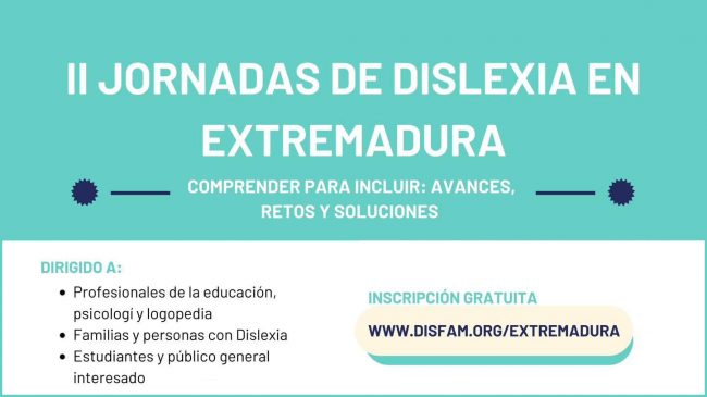 Badajoz acoge el 25 de octubre la II Jornada de dislexia de Extremadura