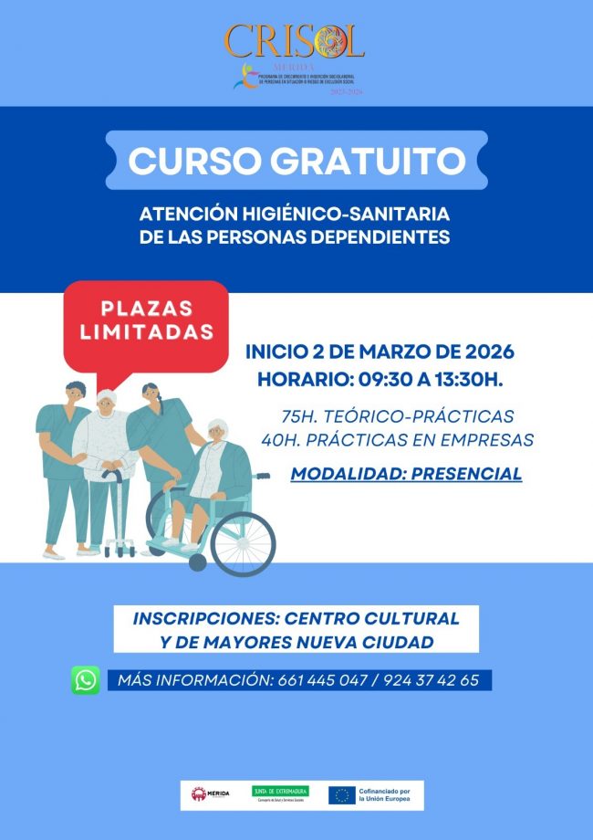 El programa Crisol de Mérida ofrece formación en atención higiénico-sanitaria a personas dependientes