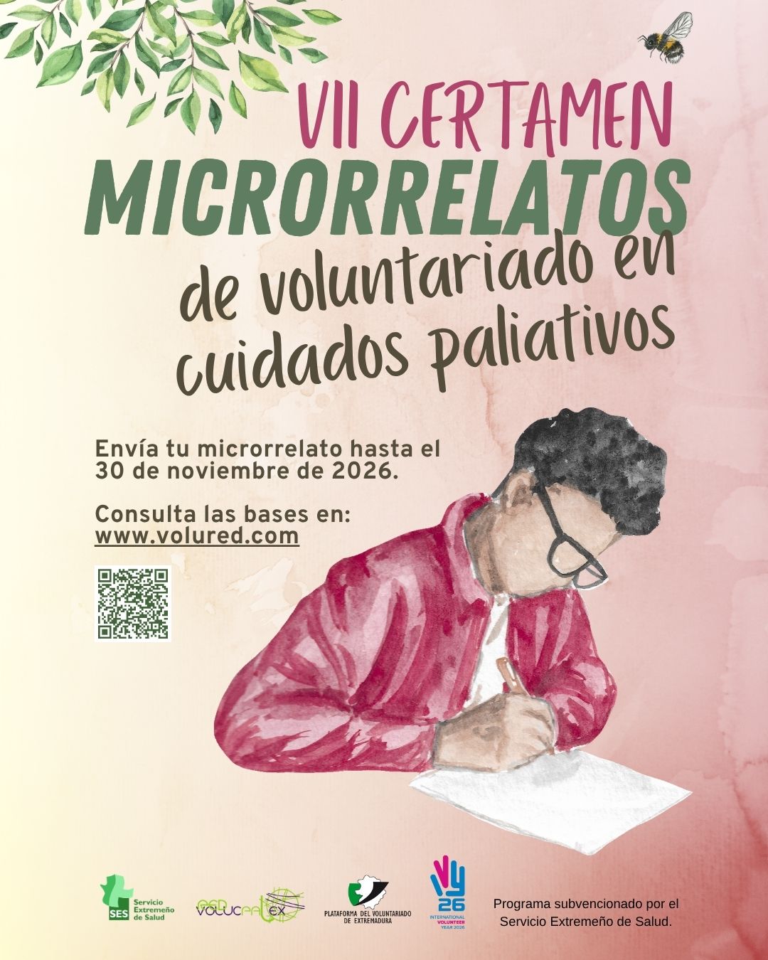 La Plataforma del Voluntariado de Extremadura convoca el VII Certamen de microrrelatos de voluntariado en cuidados paliativos