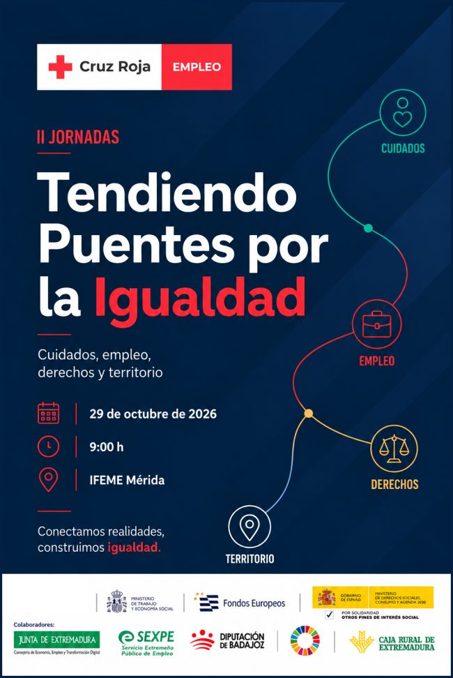 Cruz Roja Española en Extremadura celebrará en Mérida la II Jornada 'Tendiendo puentes por la igualdad'